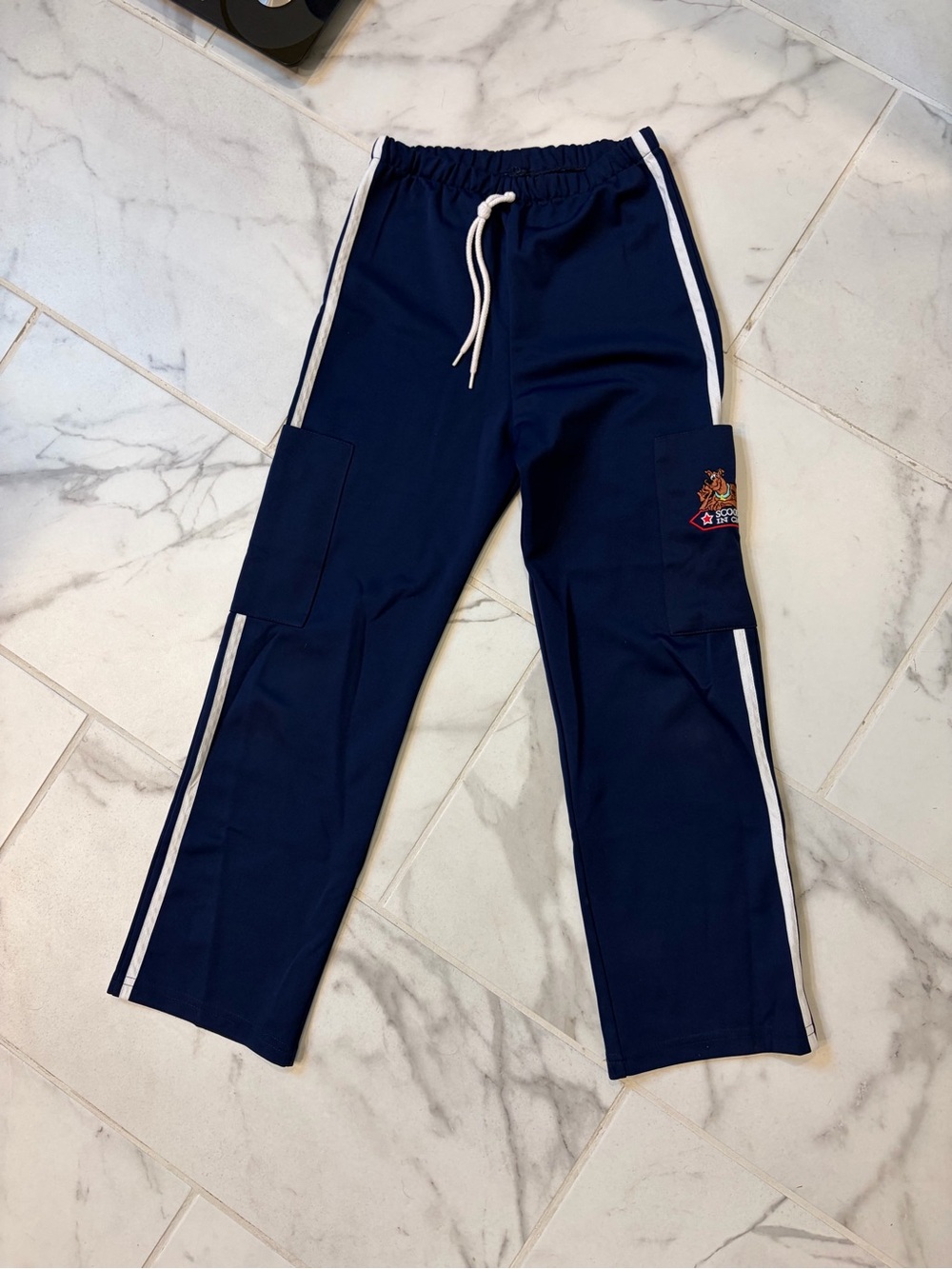 Vintage Scooby Doo Kids Navy Blue Jogger Sweatpants Side Stripes 10/12